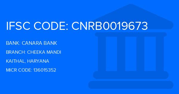 Canara Bank Cheeka Mandi Branch IFSC Code