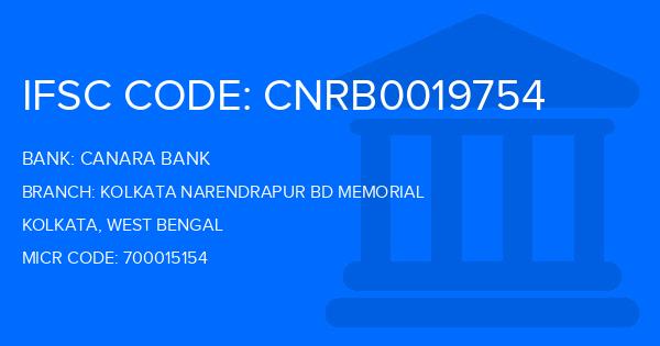 Canara Bank Kolkata Narendrapur Bd Memorial Branch IFSC Code