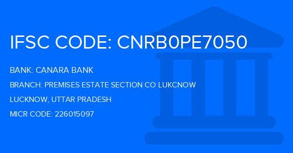 Canara Bank Premises Estate Section Co Lukcnow Branch IFSC Code