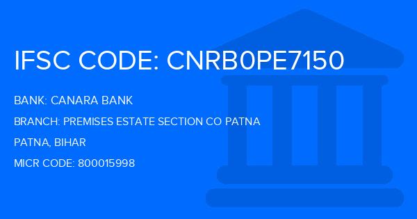 Canara Bank Premises Estate Section Co Patna Branch IFSC Code