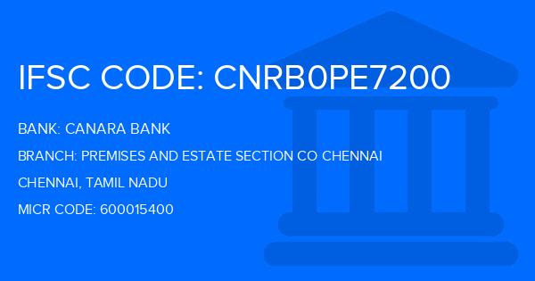Canara Bank Premises And Estate Section Co Chennai Branch IFSC Code
