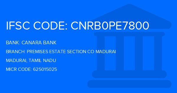 Canara Bank Premises Estate Section Co Madurai Branch IFSC Code
