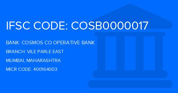 Cosmos Co Operative Bank Vile Parle East Branch IFSC Code