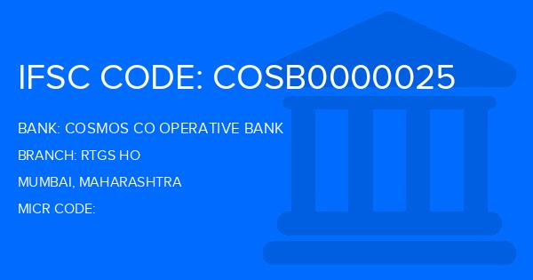 Cosmos Co Operative Bank Rtgs Ho Branch IFSC Code