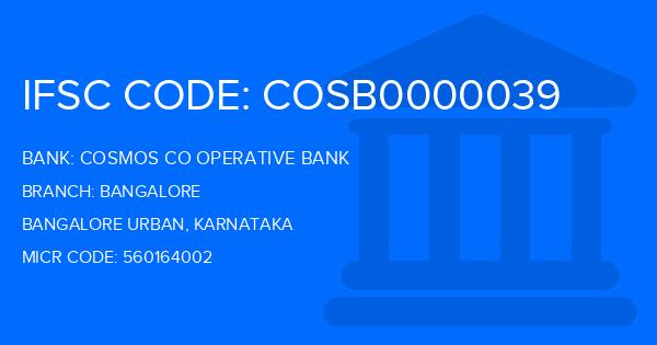 Cosmos Co Operative Bank Bangalore Branch IFSC Code