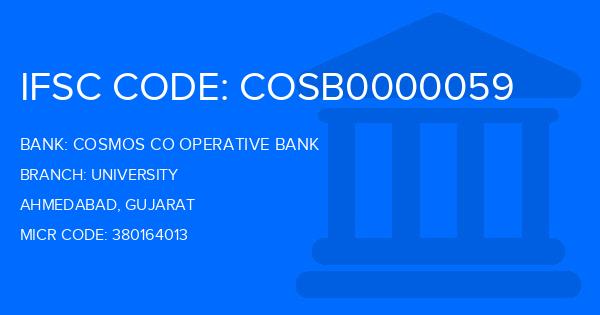 Cosmos Co Operative Bank University Branch IFSC Code