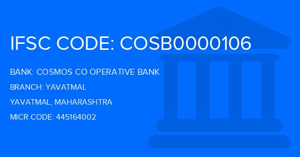 Cosmos Co Operative Bank Yavatmal Branch IFSC Code