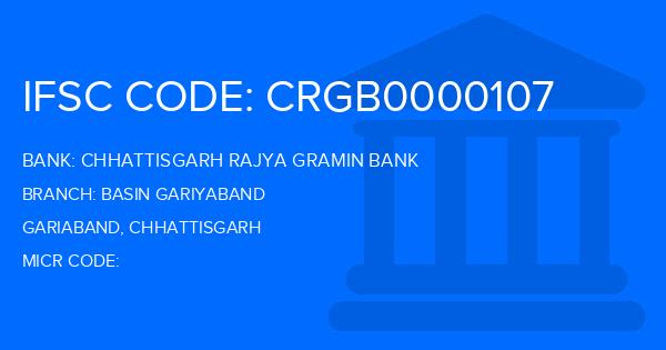 Chhattisgarh Rajya Gramin Bank Basin Gariyaband Branch IFSC Code