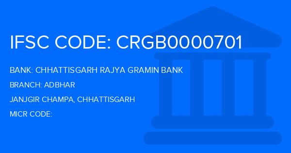 Chhattisgarh Rajya Gramin Bank Adbhar Branch IFSC Code