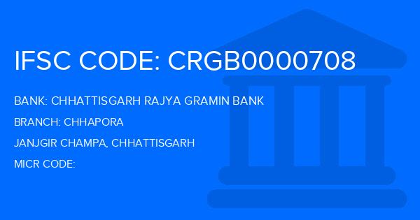 Chhattisgarh Rajya Gramin Bank Chhapora Branch IFSC Code