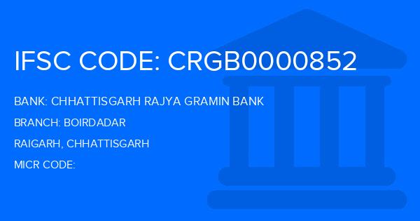 Chhattisgarh Rajya Gramin Bank Boirdadar Branch IFSC Code