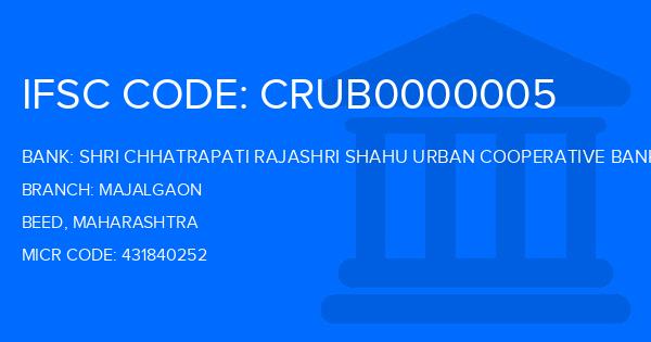 Shri Chhatrapati Rajashri Shahu Urban Cooperative Bank Majalgaon Branch IFSC Code