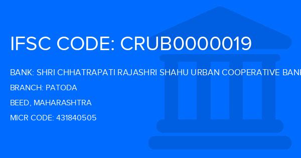 Shri Chhatrapati Rajashri Shahu Urban Cooperative Bank Patoda Branch IFSC Code