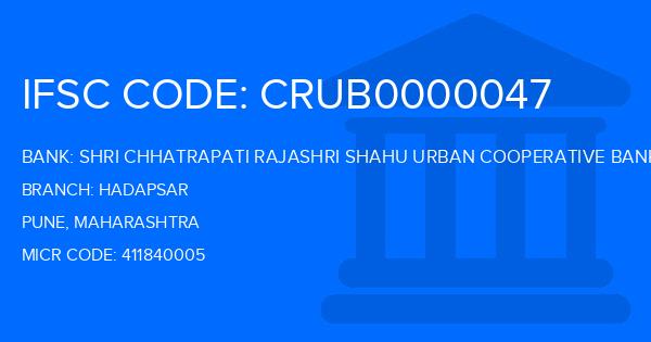Shri Chhatrapati Rajashri Shahu Urban Cooperative Bank Hadapsar Branch IFSC Code