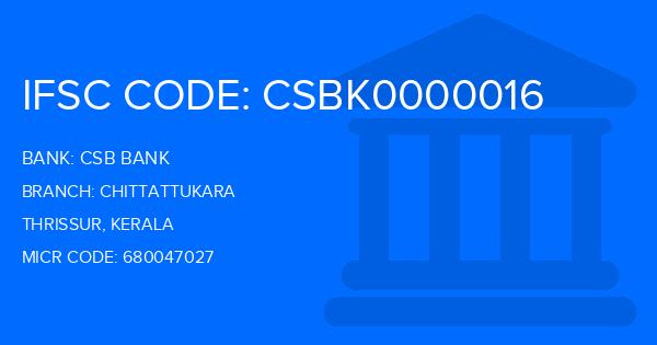Csb Bank Chittattukara Branch IFSC Code