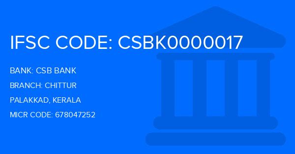Csb Bank Chittur Branch IFSC Code