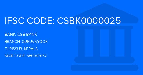 Csb Bank Guruvayoor Branch IFSC Code