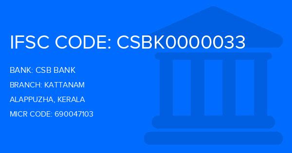 Csb Bank Kattanam Branch IFSC Code