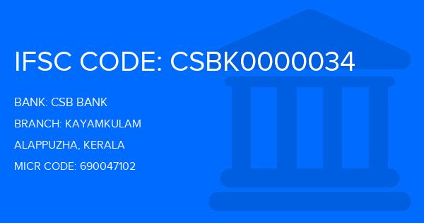 Csb Bank Kayamkulam Branch IFSC Code