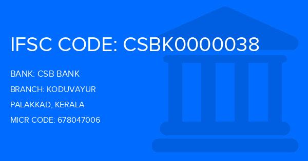 Csb Bank Koduvayur Branch IFSC Code