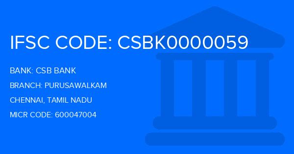 Csb Bank Purusawalkam Branch IFSC Code