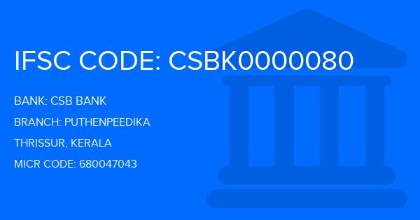 Csb Bank Puthenpeedika Branch IFSC Code