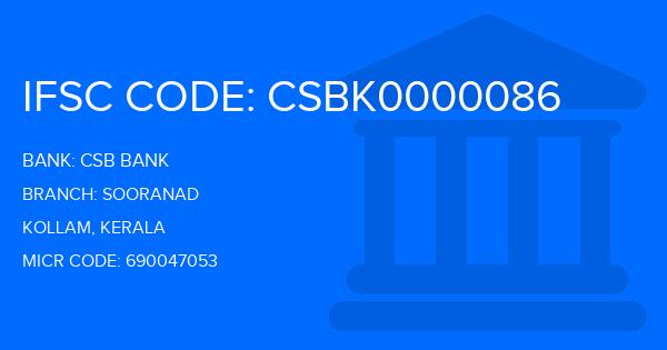 Csb Bank Sooranad Branch IFSC Code