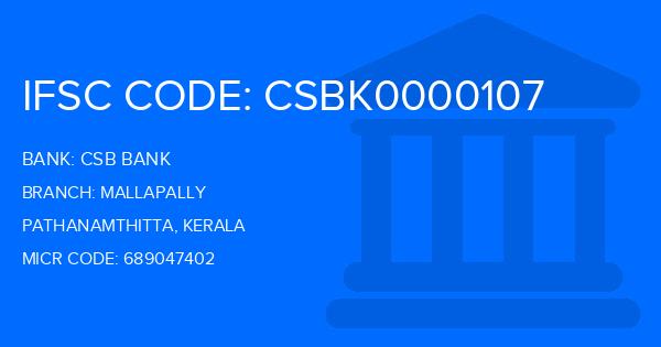 Csb Bank Mallapally Branch IFSC Code