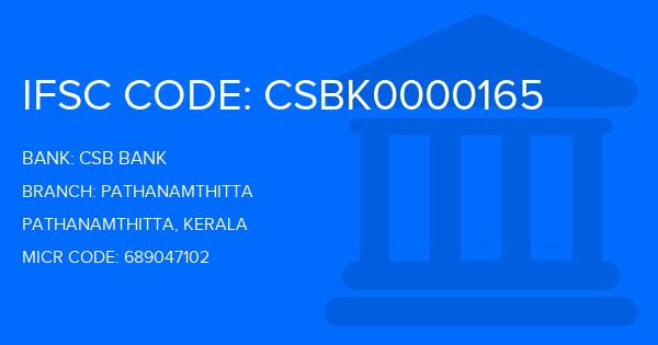 Csb Bank Pathanamthitta Branch IFSC Code