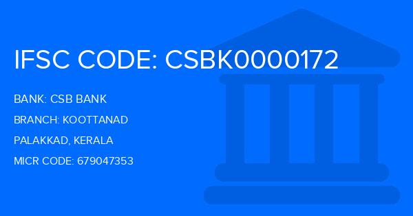 Csb Bank Koottanad Branch IFSC Code