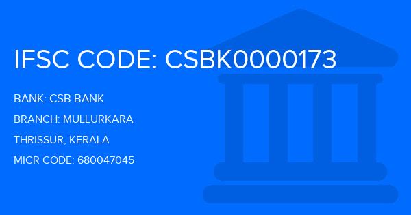 Csb Bank Mullurkara Branch IFSC Code