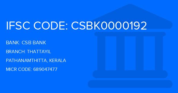 Csb Bank Thattayil Branch IFSC Code