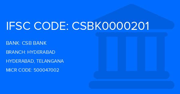 Csb Bank Hyderabad Branch IFSC Code