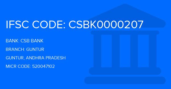 Csb Bank Guntur Branch IFSC Code