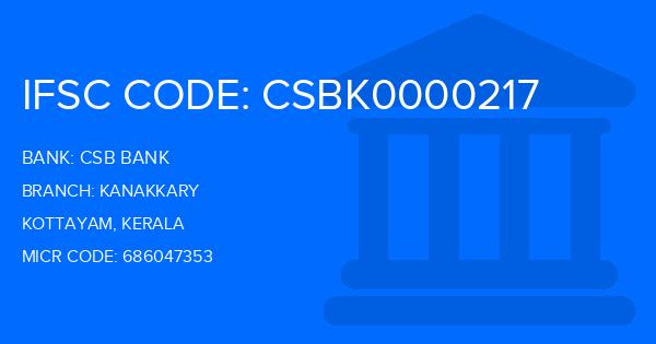 Csb Bank Kanakkary Branch IFSC Code