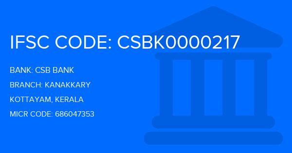 Csb Bank Kanakkary Branch IFSC Code