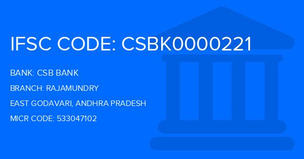 Csb Bank Rajamundry Branch IFSC Code