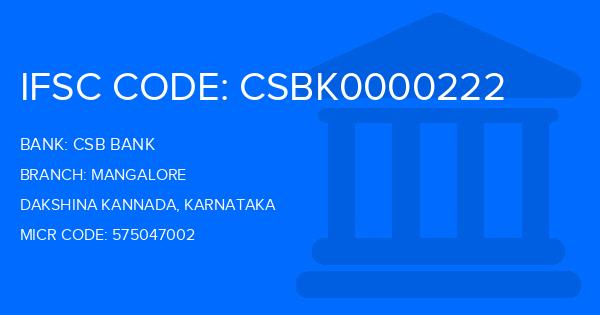 Csb Bank Mangalore Branch IFSC Code