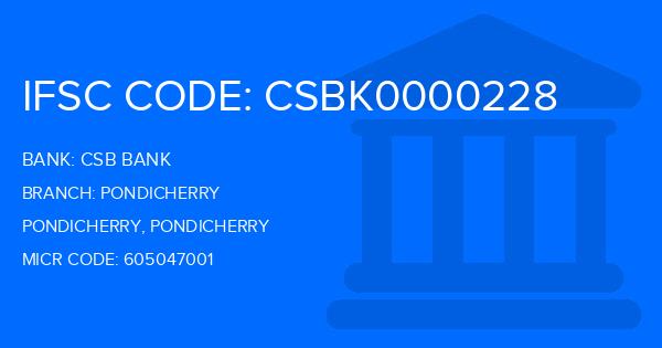 Csb Bank Pondicherry Branch IFSC Code