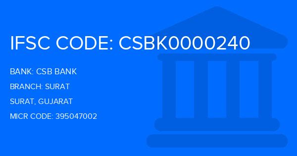 Csb Bank Surat Branch IFSC Code