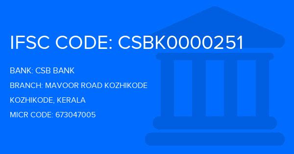 Csb Bank Mavoor Road Kozhikode Branch IFSC Code