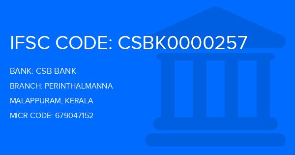 Csb Bank Perinthalmanna Branch IFSC Code