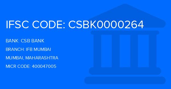 Csb Bank Ifb Mumbai Branch IFSC Code