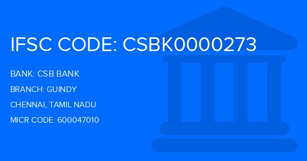 Csb Bank Guindy Branch IFSC Code
