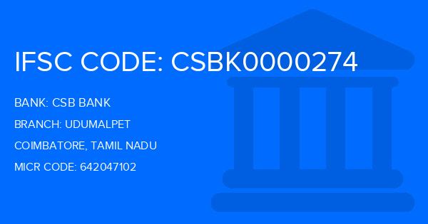 Csb Bank Udumalpet Branch IFSC Code