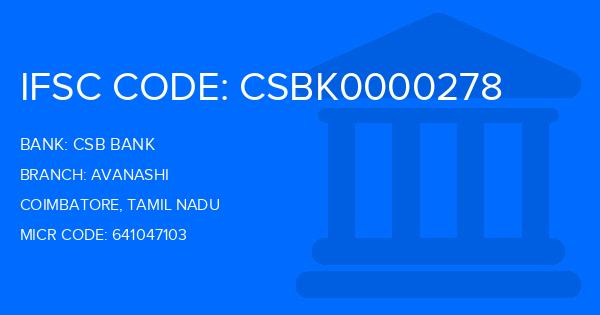 Csb Bank Avanashi Branch IFSC Code