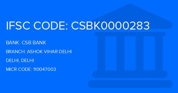 Csb Bank Ashok Vihar Delhi Branch IFSC Code