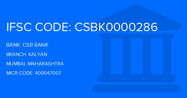 Csb Bank Kalyan Branch IFSC Code