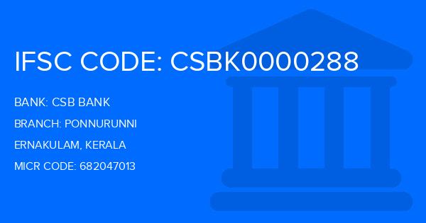 Csb Bank Ponnurunni Branch IFSC Code