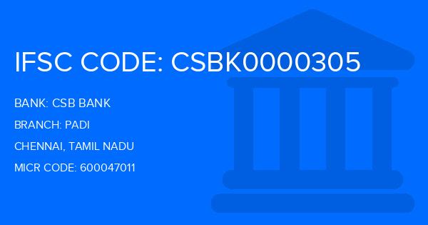 Csb Bank Padi Branch IFSC Code